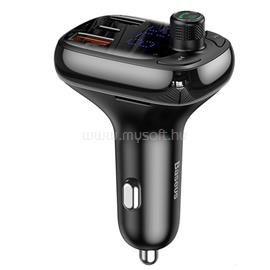 BASEUS bluetooth FM transmitter autós töltő 2 USB+Type-C aljzat 36W, microSD kártyaolvasó, FEKETE CCMT000101 small