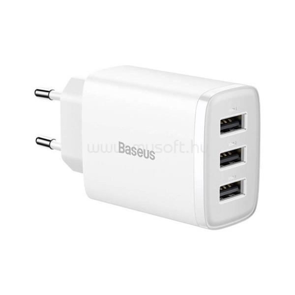 BASEUS CCXJ020102 17W 3xUSB fehér gyorstöltő