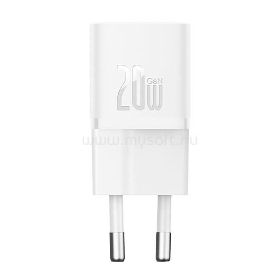 BASEUS GaN5 Mini hálózati gyorstöltő 20W, USB Type-C, 100W USB Type-C, 1m kábellel (fehér)