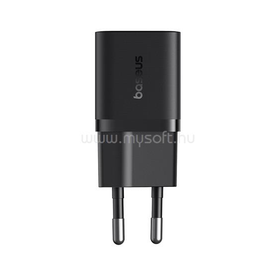 BASEUS GaN5 Mini hálózati gyorstöltő 25W, USB Type-C, 100W USB Type-C, 1m kábellel (fekete)