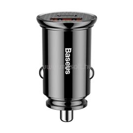 BASEUS Circular Plastic autós gyorstöltő 30W, USB Type-A + USB Type-C (fekete) CCALL-YS01 small