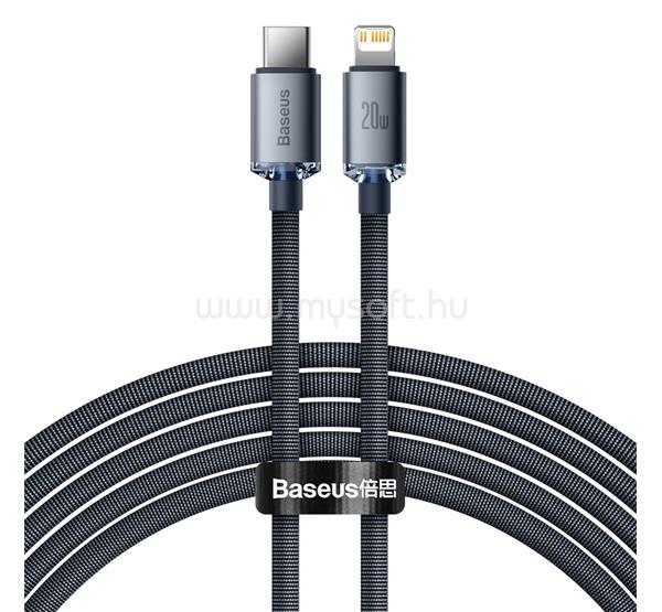 BASEUS iPhone 14 Plus / 14 Pro Max / 14 Pro BASEUS CRYSTAL SHINE adatkábel Type-C - lightning, 200cm, FEKETE