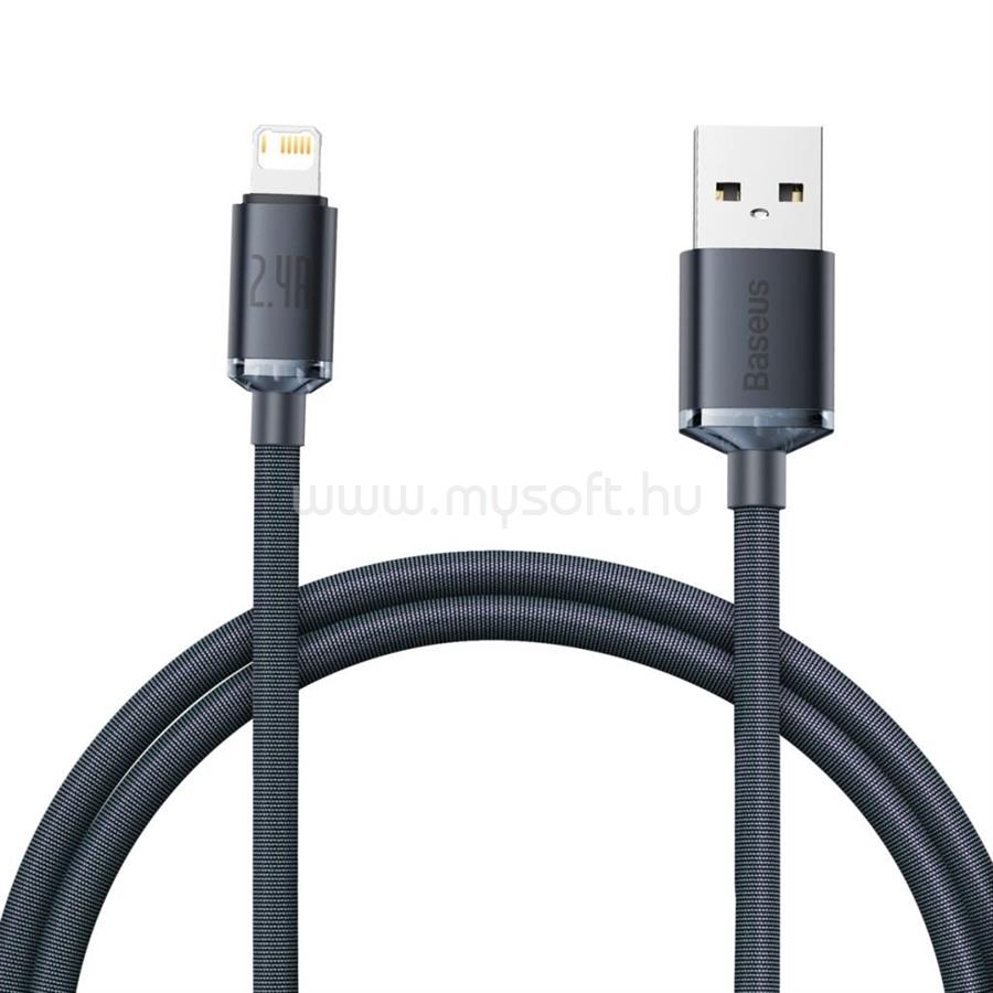 BASEUS iPhone 14 Plus / 14 Pro Max / 14 Pro CRYSTAL SHINE adatkábel USB - lightning, 120cm, FEKETE
