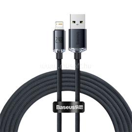 BASEUS Crystal Shine USB Type-A - iPhone, 2.4A gyorstöltő adatkábel, 2m, fekete CAJY000101 small