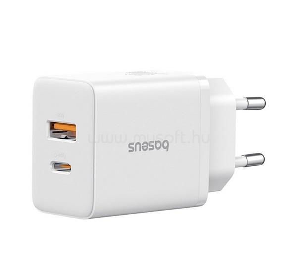 BASEUS BASEUS CUBE hálózati töltő USB+Type-C aljzat 30W, PD gyorstöltő 3.0, FEHÉR