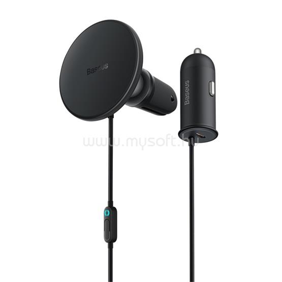 BASEUS CW01 autós tartó szellőzőre, MagSafe + autós töltő Type-C aljzat, FEKETE