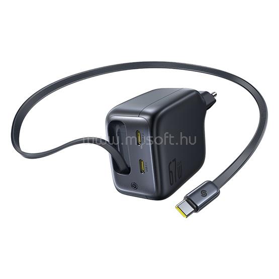 BASEUS EnerCore CJ11 hálózati gyorstöltő 67W, 2×USB Type-C + 1×USB Type-C automata behúzós kábel, fekete E0121E00 large
