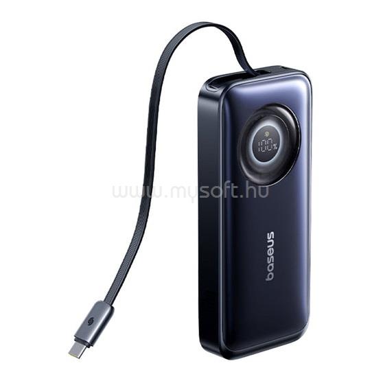 BASEUS EnerCore CR11 gyorstöltő powerbank 20000mAh, 67W, beépített USB Type-C automata behúzós kábel (fekete)