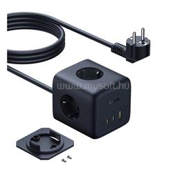 BASEUS BASEUS ENERFILL FA11 hálózati elosztó 3 AC+USB+2 Type-C aljzat 67W, GaN6 + 150cm tápkábel, FEKETE E00082100123-00 small