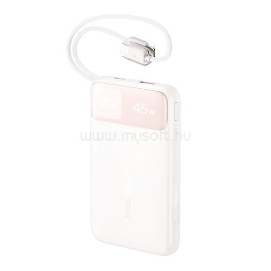 BASEUS EnerFill FC11 gyorstöltő powerbank 10000mAh, 45W, beépített 2×USB Type-C kábel, bézs