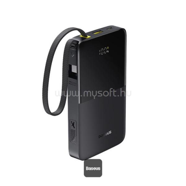 BASEUS ENERFILL FC51 BIPOW 2 vésztöltő Type-C+USB aljzat 10000mAh, LED + fix Type-C kábel, FEKETE
