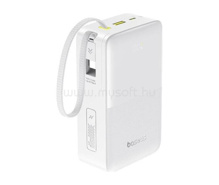 Baseus EnerFill FC51 Bipow 2 Pro gyorstöltő powerbank 30000 mAh, 22.5W, beépített USB Type-C kábel, fehér