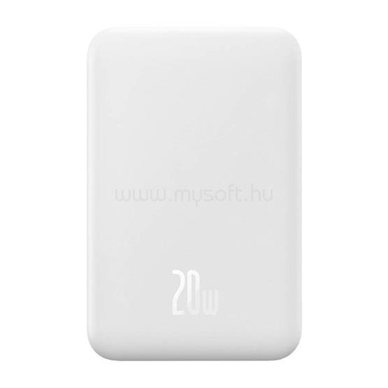 BASEUS EnerFill FM41 Magnetic vezeték nélküli gyorstöltő powerbank 20000mAh, 20W, fehér + 60W USB Type-C, 30cm kábel