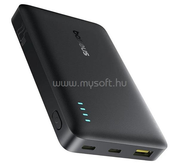 BASEUS ENERFILL FP21 vésztöltő 2 Type-C+USB aljzat 10000mAh, LED jelzés, FEKETE