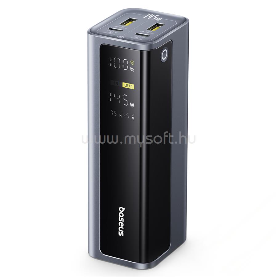BASEUS EnerGeek GP12 gyorstöltő powerbank 20800 mAh, 145W, szürke + 100W USB Type-C, 1m kábel