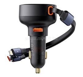BASEUS ENJOYMENT autós töltő USB aljzat 60W, PD gyorstöltő + lapos Type-C - lightning kábel, FEKETE C00057802111-02 small