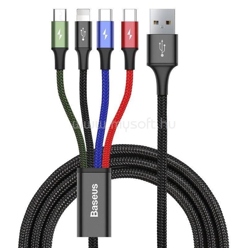 BASEUS töltőkábel 4in1 USB - lightning/2 Type-C/microUSB, 120cm, FEKETE