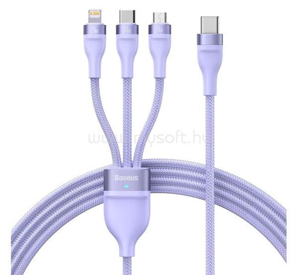 BASEUS BASEUS FLASH SERIES II adatkábel 3in1 Type-C - Type-C/lightning/microUSB, 150cm, LILA