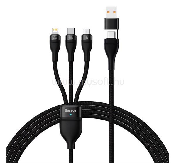 BASEUS BASEUS FLASH SERIES II adatkábel 3in1 Type-C/USB - Type-C/lightning/microUSB, 120cm, FEKETE