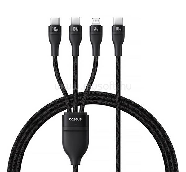 BASEUS BASEUS FLASH SERIES III adatkábel 3in1 Type-C - 2 Type-C/lightning, 150cm, FEKETE
