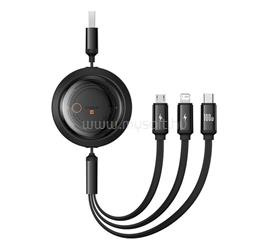 BASEUS FREE2DRAW adatkábel 3in1 (USB - lightning/microUSB/Type-C, 100W, gyorstöltő, 110cm, csévélhető) FEKETE P10368700111-03 small