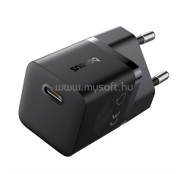BASEUS BASEUS GaN5 MINI 1C hálózati töltő Type-C aljzat 25W, GaN5, FEKETE