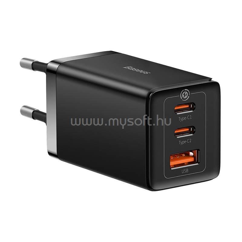 BASEUS GaN5 Pro 2xUSB-C + USB-A hálózati töltő 65W (fekete)