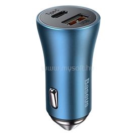 BASEUS GOLDEN CONTACTOR autós töltő USB+Type-C aljzat 40W, PD gyorstöltő + lightning kábel, SÖTÉTKÉK TZCCJD-03 small