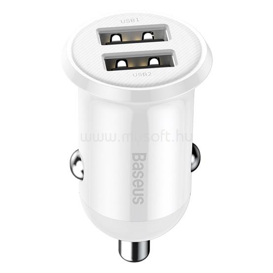 BASEUS GRAIN PRO autós töltő 2 USB aljzat 24W, gyorstöltő, FEHÉR