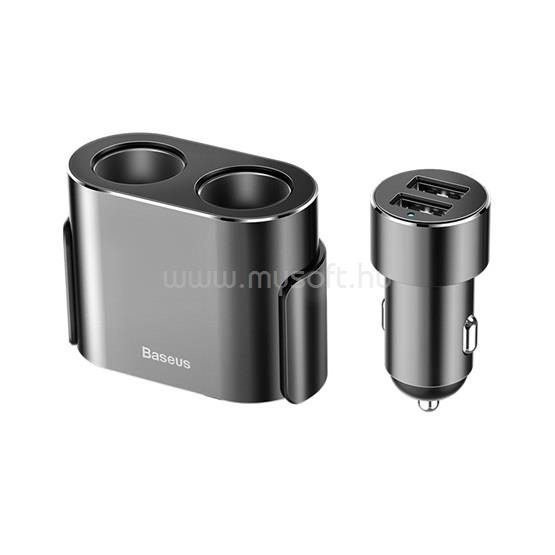 BASEUS szivargyújtó adapter elosztó, 60cm, FEKETE