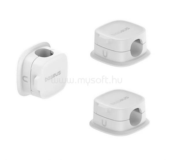BASEUS kábeltartó/kábelrendező öntapadó alaptartó, 3 részes kábelrögzítő, FEHÉR