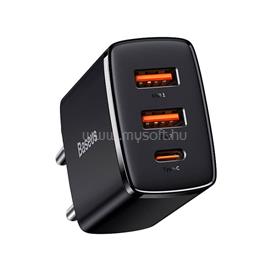 BASEUS COMPACT hálózati töltő 2 USB+Type-C aljzat 20W, PD gyorstöltő 3.0, FEKETE CCXJ-E01 small