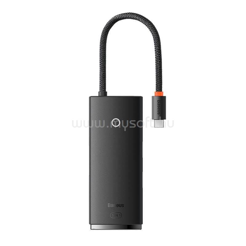 BASEUS Lite 5in1 USB-C --> 3x USB 3.0 + USB-C + HDMI hub (fekete)