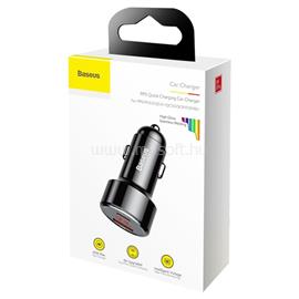 BASEUS MAGIC autós töltő USB+Type-C aljzat 45W, LED kijelző, FEKETE CCMLC20C-01 small