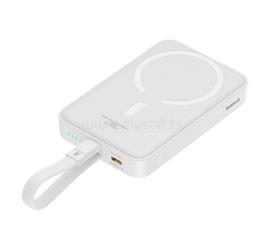 BASEUS MAGNETIC MINI vésztöltő Type-C aljzat 10000mAh, mágneses + fix lightning kábel, FEHÉR P10022109223-00 small