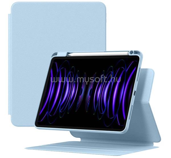 BASEUS IPAD Air 13 (2026) / Air 13 (2025) MINIMALIST tok álló, bőr hatású aktív FLIP, ceruza tartó, VILÁGOSKÉK