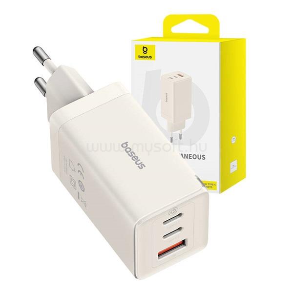 BASEUS P10110812227-Z1 GaN5 65W fehér hálózati adapter 1m USB Type-C kábellel