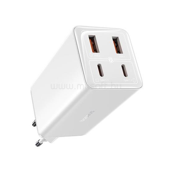 BASEUS P10162705212-00 GaN6 Pro 100W EU gyorstöltő adapter 1m USB Type-C - Type-C kábellel (fehér)