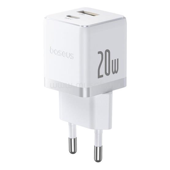 BASEUS BASEUS PALM hálózati töltő USB+Type-C aljzat 20W, PD gyorstöltő 3.0, FEHÉR