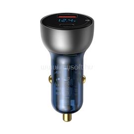 BASEUS BASEUS autós töltő USB+Type-C aljzat 65W, LED kijelző, EZÜST CCKX-C0A small