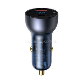 BASEUS autós töltő USB+Type-C aljzat 65W, LED kijelző, SZÜRKE CCKX-C0G small