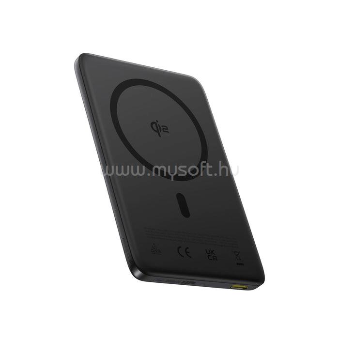 BASEUS PicoGo AM41 Qi2 Magnetic vezeték nélküli gyorstöltő powerbank 10000 mAh, 27W, fekete + USB Type-C, 30cm kábel