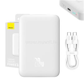 BASEUS MAGNETIC MINI OS vésztöltő Type-C aljzat 10000mAh, mágneses + Type-C kábel, FEHÉR PPCX070002 small