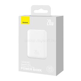 BASEUS MAGNETIC MINI OS vésztöltő Type-C aljzat 10000mAh, mágneses + Type-C kábel, FEHÉR PPCX070002 small
