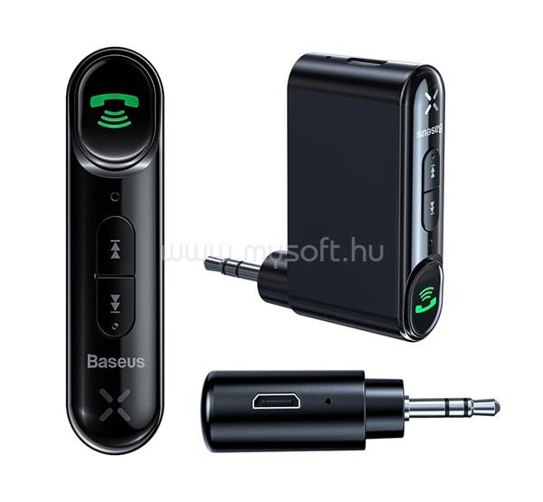 BASEUS BASEUS QIYIN bluetooth audió adapter microUSB aljzat, AUX + microUSB tápkábel, FEKETE