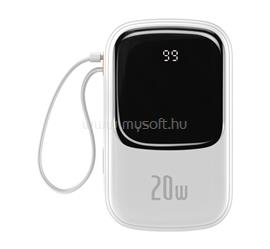 BASEUS QPOW vésztöltő USB+Type-C+lightning aljzat 20000mAh, LED kijelző + lightning kábel, FEHÉR PPQD060202 small