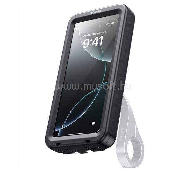 BASEUS RAINSHIELD kerékpáros telefontartó kormányra rögzíthető, 6.9" méret, FEKETE