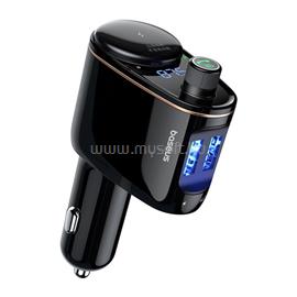 BASEUS bluetooth FM transmitter autós töltő szivargyújtó+2 USB aljzat v4.2, 3.4A, FEKETE CCHC000001 small