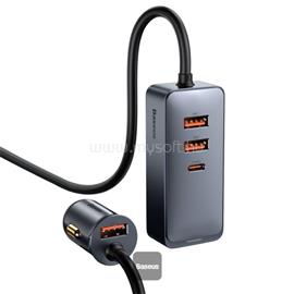 BASEUS autós töltő 3 USB+Type-C aljzat 120W, PD gyorstöltő + 1.5m hosszabbító, SZÜRKE CCBT-B0G small