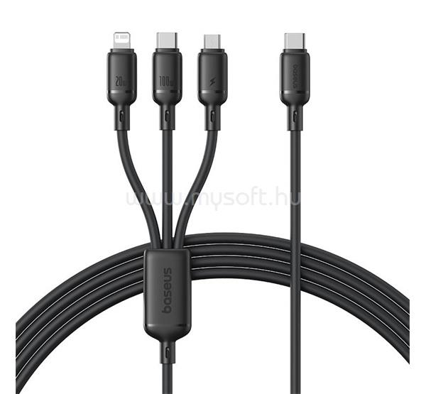 BASEUS BASEUS SILKY adatkábel 3in1 Type-C - Type-C/ lightning/microUSB, 150cm, FEKETE